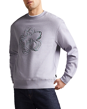 Ted Baker Long Sleeve Embroidered Flower Sweatshirt in Light