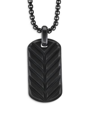 Men's Chevron Tag in Black Titanium with Black Diamonds, Cognac Diamonds, and Color Change Garnet, 35mm
