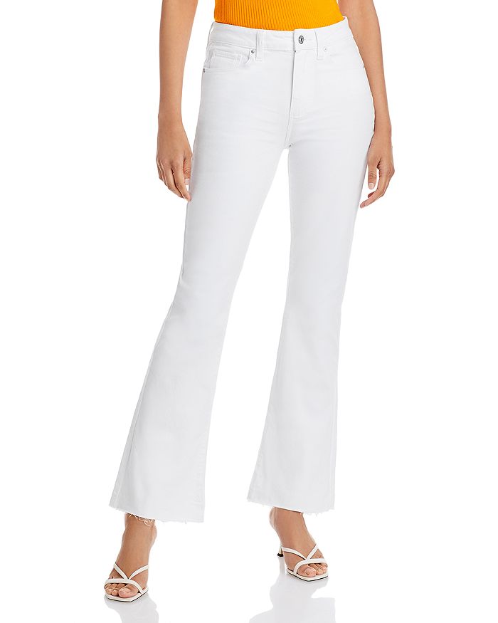 Shop Paige Laurel Canyon High Rise Flare Jeans In Crisp White