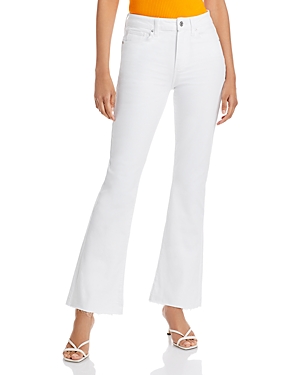 PAIGE LAUREL CANYON HIGH RISE FLARE JEANS IN CRISP WHITE
