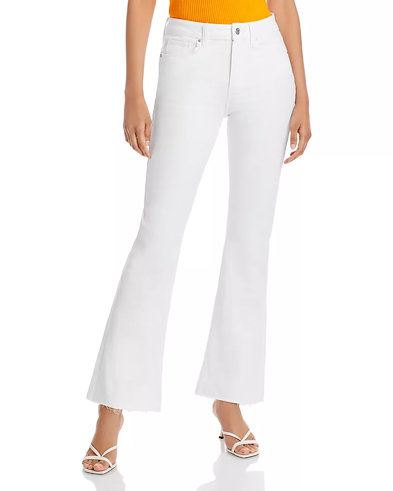 Paige Laurel Canyon High Rise Flare Jeans in Crisp White