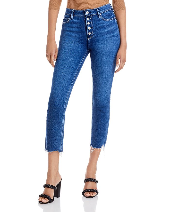 Paige Cindy High Rise Raw Hem Ankle Straight Jeans In Wonder