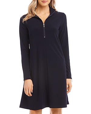 Karen Kane Half Zip Long Sleeve Travel Dress In Black