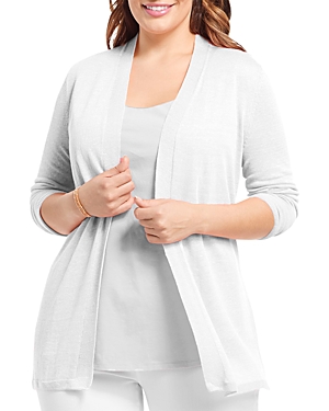 Nic And Zoe Plus Nic+zoe Plus Lightweight Open Front Cardigan In Paper Whit
