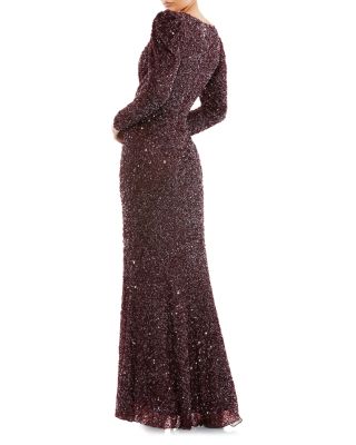 Sequin Faux Wrap Gown
