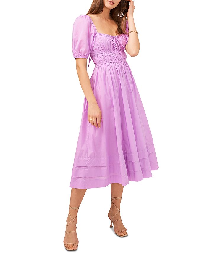 1.STATE Ruched Puff Sleeve Midi Dress Bloomingdale s