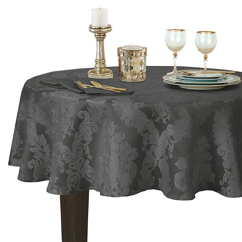 Photos - Tablecloth / Napkin Elrene Barcelona Jacquard Damask Oval Tablecloth, 84 x 60 21035GRY