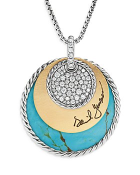 David Yurman - DY Elements® Eclipse Pendant Necklace with Turquoise, Green Onyx, 18K Yellow Gold and Pavé Diamonds
