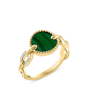 Bloomingdale's Malachite & Diamond Link Ring In 14k Yellow Gold - 100% Exclusive In Green/gold
