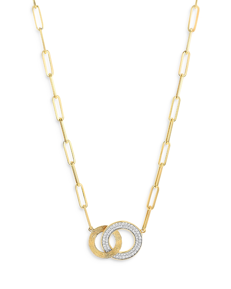 Bloomingdale's Fine Collection Diamond Double Circle Pendant Necklace in 14K Yellow Gold, 0.50 tcw