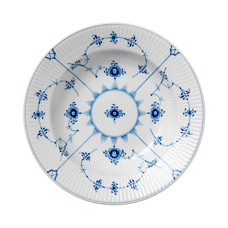 Royal Copenhagen Blue Fluted Plain Rim Soup Plate In Blue/white