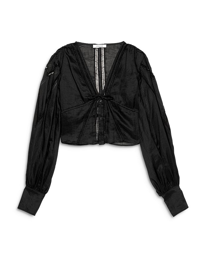 FRAME Lace Trim Blouse | Bloomingdale's
