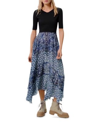 Maje Rapritik Mixed Media Midi Dress 