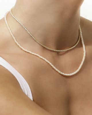 Cubic Zirconia Tennis Necklace, 16&amp;quot;-18&amp;quot; 