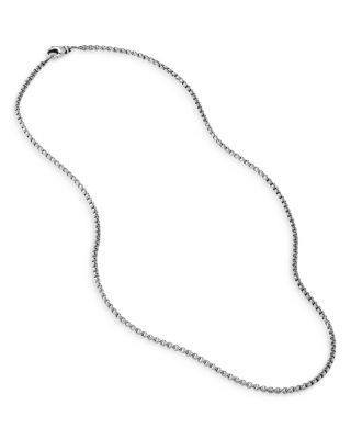Men's Gray Titanium & Stainless Steel Small Box Chain Necklace 18", 2.7mm