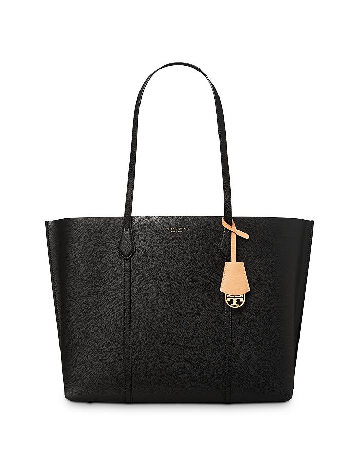Shop Tory Burch Perry Medium Leather Tote In Black