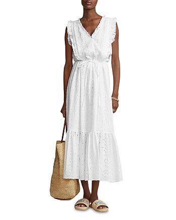 Ralph Lauren Eyelet Ruffled Linen Dress | Bloomingdale's