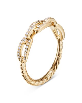Stax Single Row Pav&eacute; Chain Link Ring with Diamonds in 18K Gold