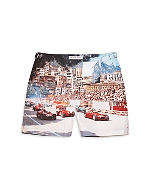 Shop Orlebar Brown Bulldog Photo Print Quick Dry Tailored Fit Swim Trunks In Start Your Engine