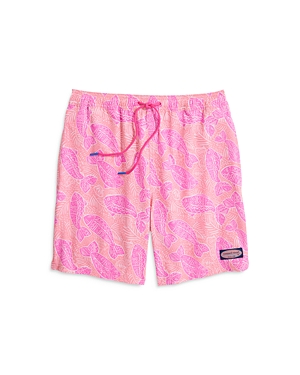 Vineyard Vines Chappy Stripe Swim Trunks In Fish Line Papaya