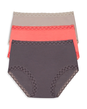 Natori Bliss 3-pack Cotton Full Briefs In Marble/sunrise/anchor