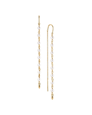 Shop Nadri La Vie Nacre Pearl Threader Earrings In 18k Gold Plated In White/gold
