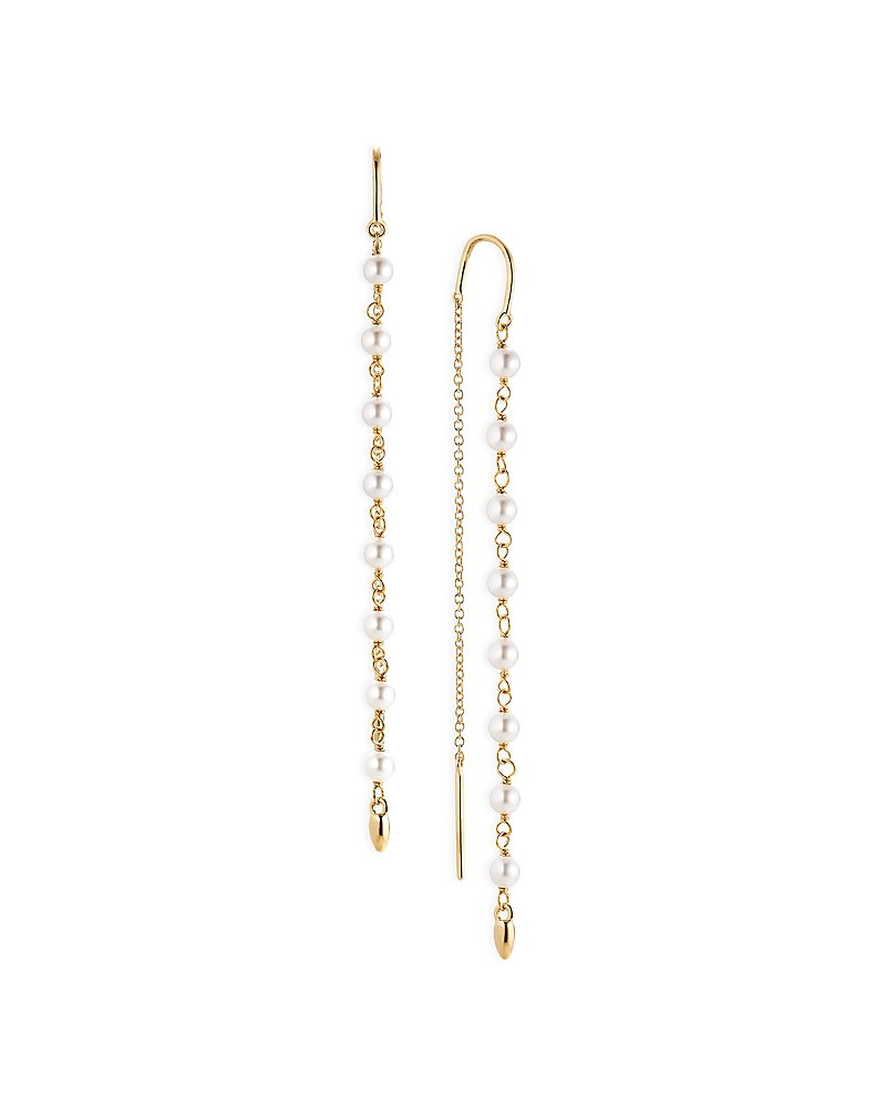 NADRI LA VIE NACRE PEARL THREADER EARRINGS IN 18K GOLD PLATED
