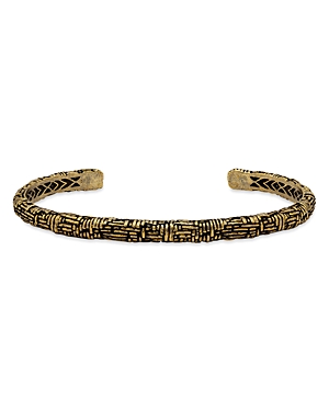Men's Brass Artisan Patterned Skinny Cuff Bangle Bracelet