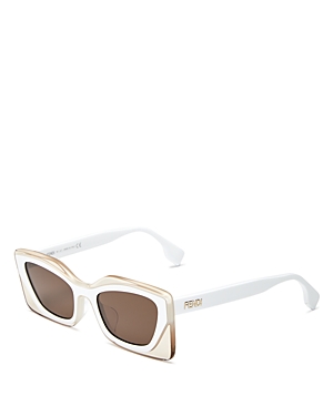 Fendi Women's Geometric Sunglasses, 53mm In White/brown