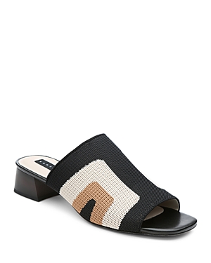 Shop Sanctuary Women's Rumble Square Toe Stretch Knit Block Heel Sandals In Black/milk/lion