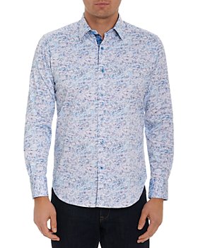 Generic Mens Classic Fit Geometric Printed Long Sleeve Button Down Shirt