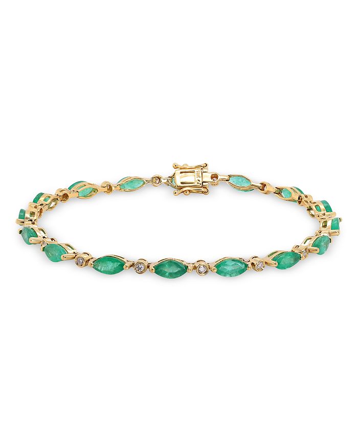 Bloomingdale's - Emerald & Diamond Bracelet in 14K Yellow Gold - 100% Exclusive