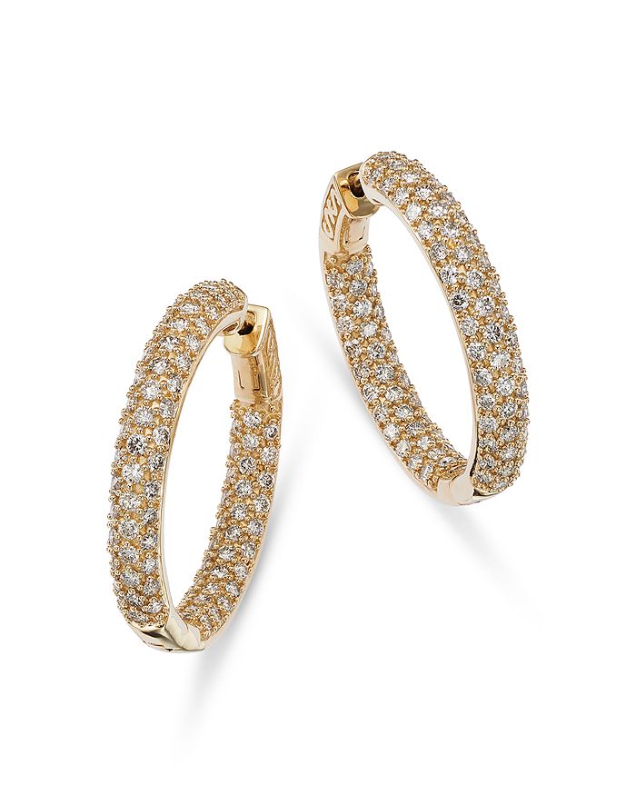 Bloomingdale's - Diamond Pav&eacute; Inside Out Hoop Earrings in 14K Yellow Gold, 3.0 ct. t.w. - 100% Exclusive