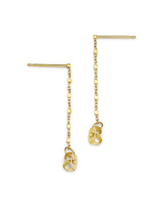 14K Yellow Gold Simple Gold Square Bead Chain Hoop Earrings