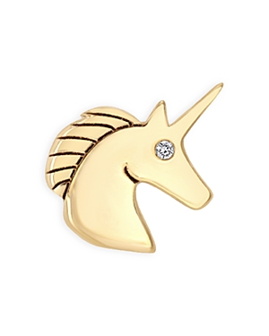 Zoë Chicco 14k Yellow Gold Itty Bitty Symbols Diamond Accent Unicorn Single Stud Earring
