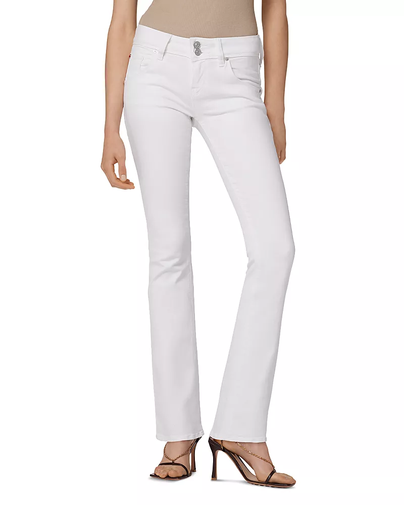 Hudson Beth Mid Rise Baby Bootcut Jeans in White