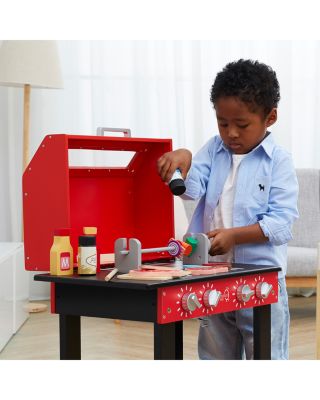 Kids Little Help Wood Backyard BBQ Red Play Kitchen - Ages 3+