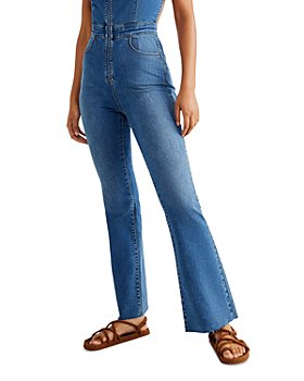 S/M/L/XL/XXL Women's Cap Sleeve Pearl Neckline Denim Jeans Jumpsuit Overall 