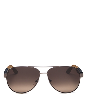 Ferragamo Salvatore  Brow Bar Aviator Sunglasses, 62mm In Gray/brown