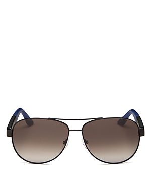 Ferragamo Salvatore  Brow Bar Aviator Sunglasses, 62mm In Black/brown