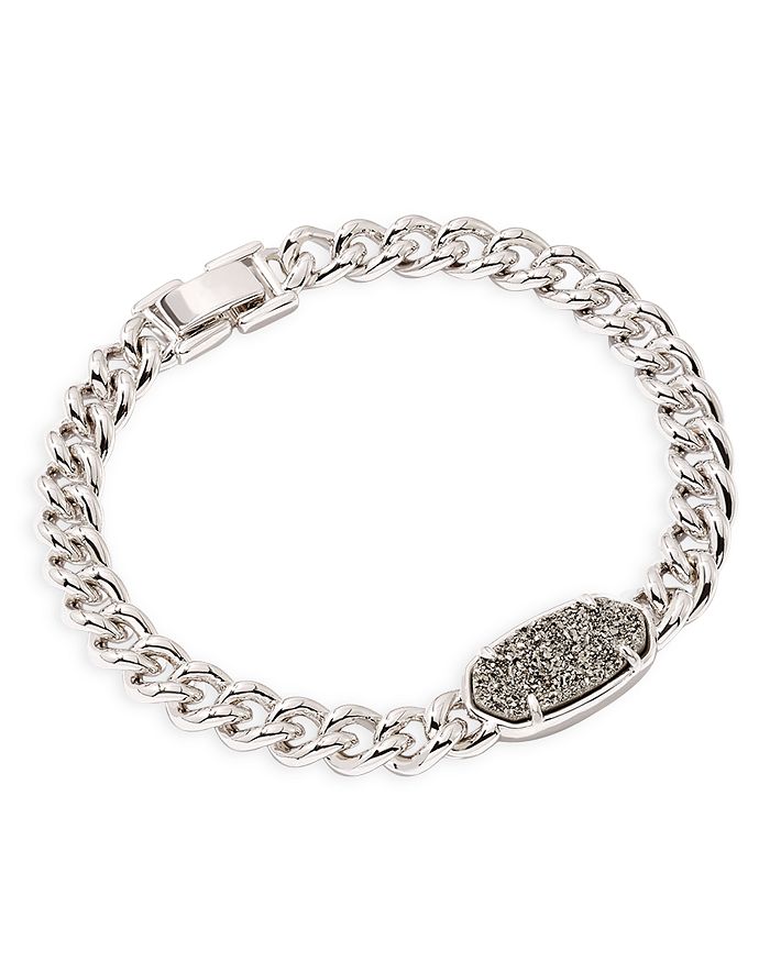 Kendra Scott Elaina Drusy Stone Chain Link Bracelet in Rhodium Plated ...