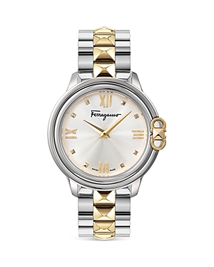 Ferragamo Studmania Watch With Bracelet Strap, Two-tone In Silver/gold