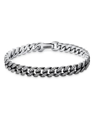 David Yurman - Men's Curb Chain Bracelet in Sterling Silver with Diamonds, 8mm