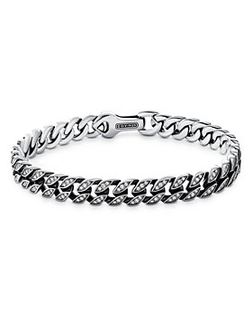David Yurman - Sterling Silver Curb Chain Bracelet with Diamonds