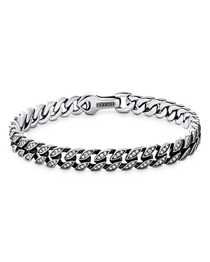 David Yurman Men's Sterling Silver Curb Chain Bracelet with Diamonds