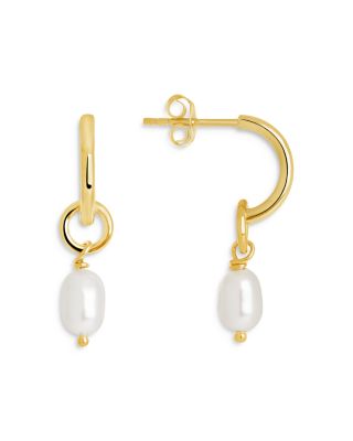 Sterling Forever - Sterling Silver Cultured Freshwater Pearl Hoop Earrings