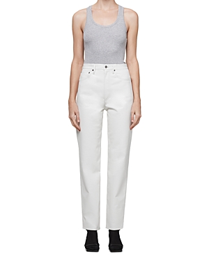 Agolde Riley Crop High Rise Stretch Jeans In Sour Cream In Lace