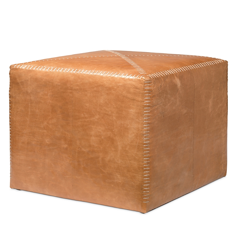 Jamie Young Buff Leather Ottoman In Brown