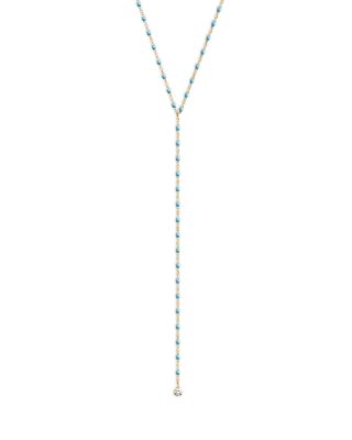 Gigi Clozeau - 18K Yellow Gold Mini Gigi Diamond Resin Bead Y Necklace, 19.3-19.7"