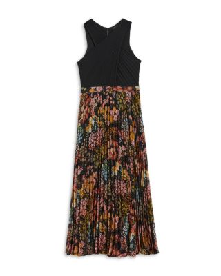 Ted Baker Aquila Cross Front Pleated Knit Bodice Dress